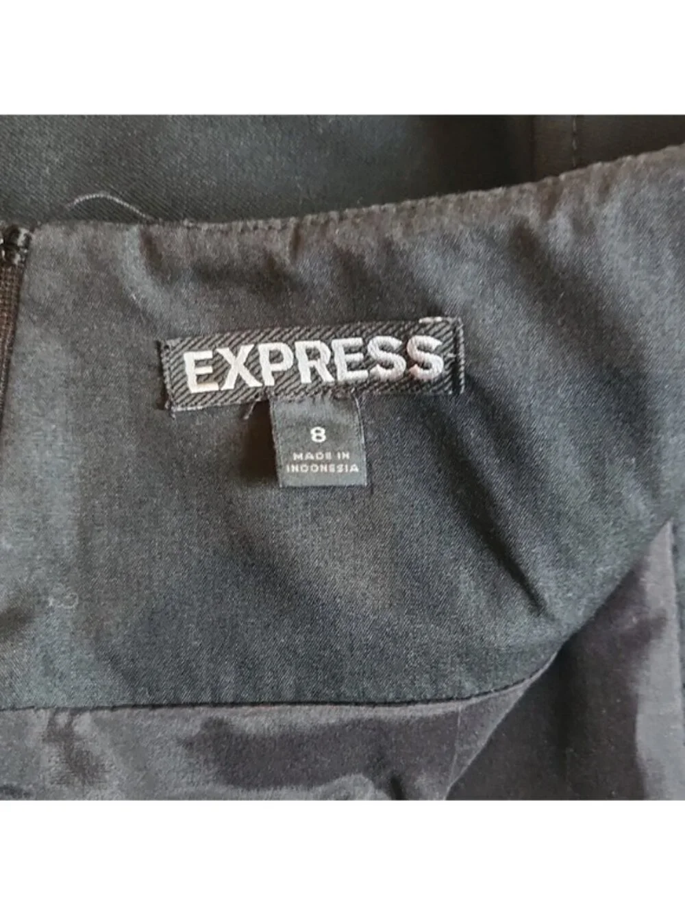 Express Clothing Fitted, Office, Women's Black Skirt, Size 8 with Hip Detail